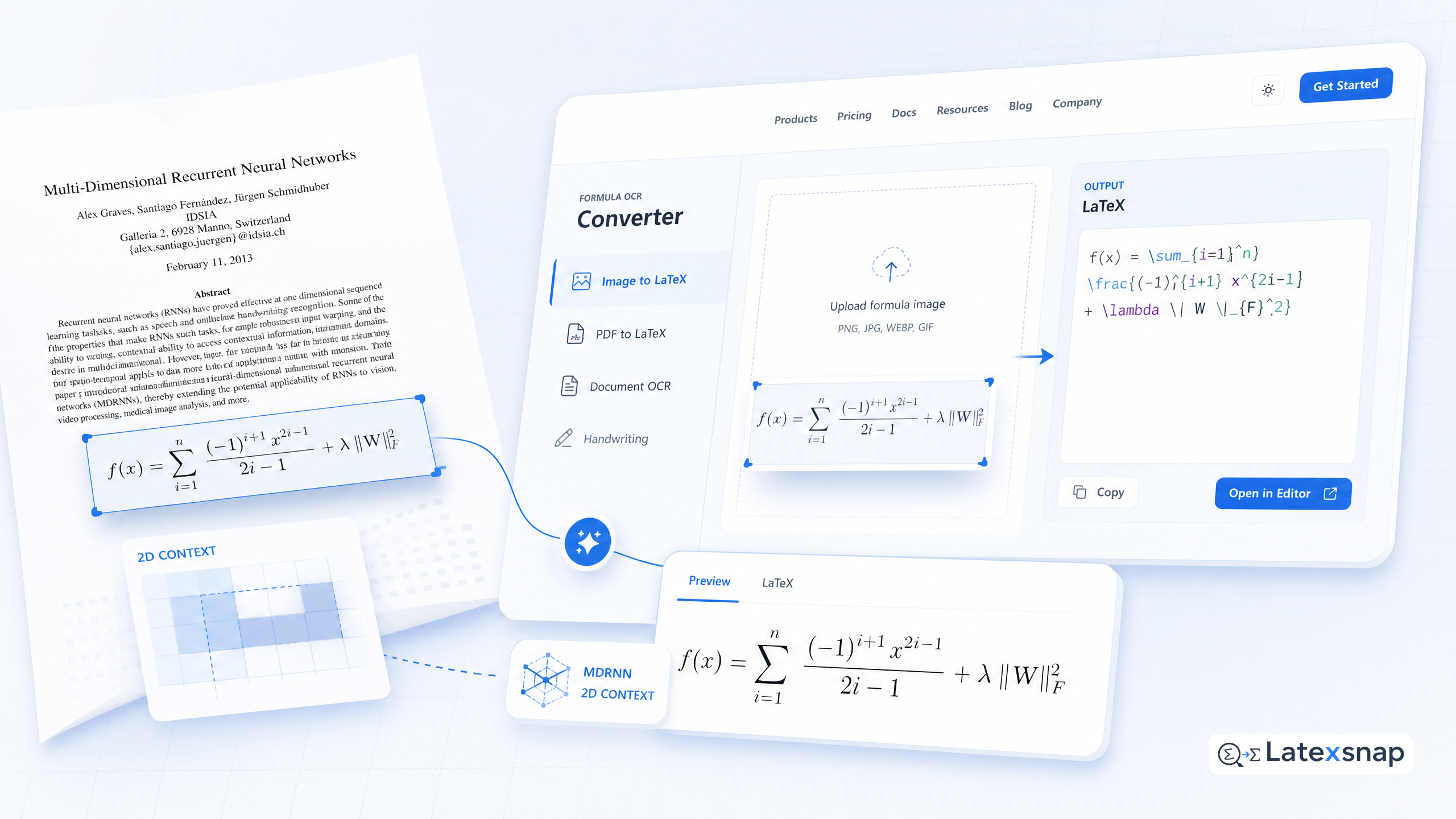 MDRNN and Why Two-Dimensional Context Matters in Formula OCR