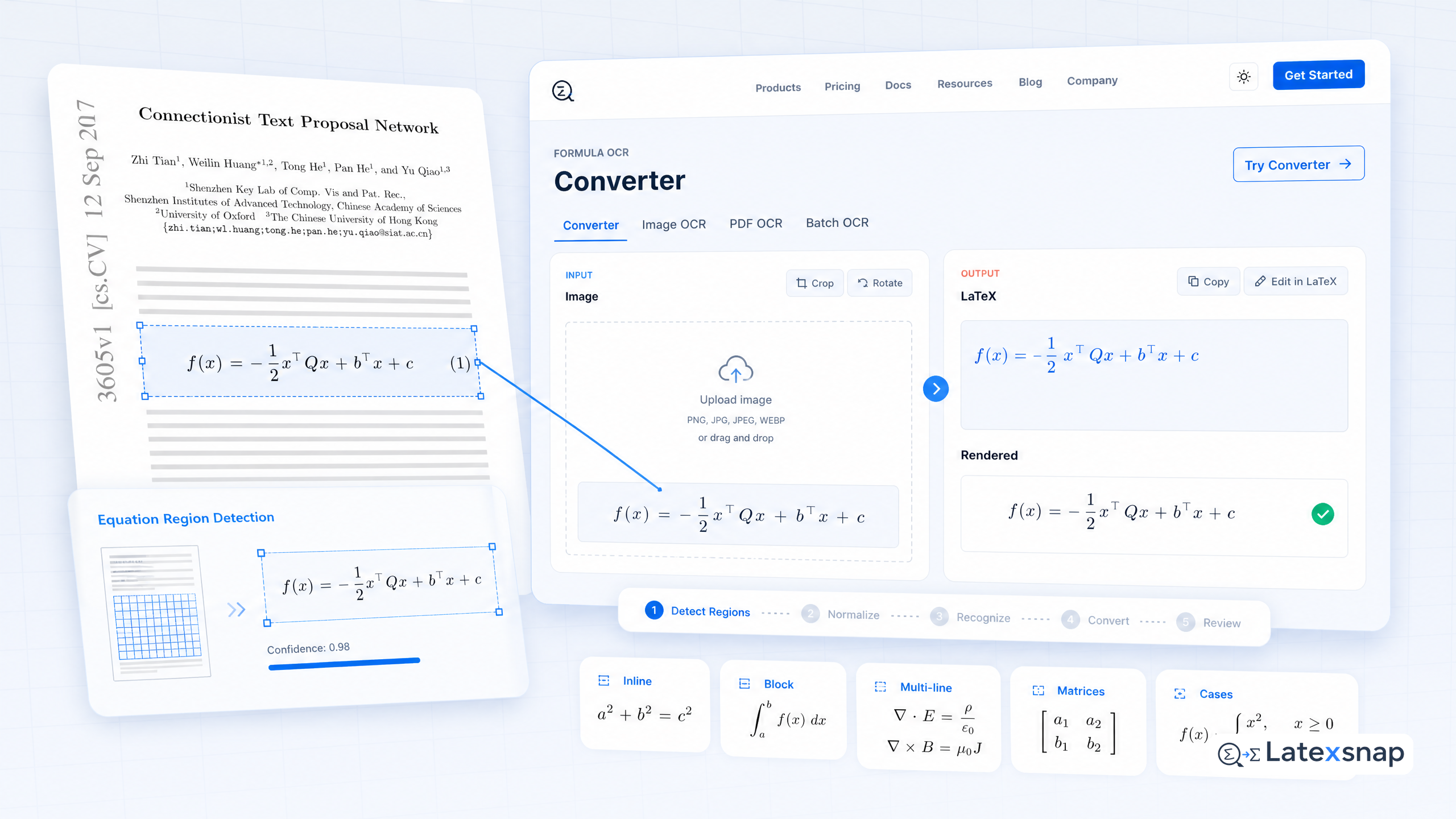 CTPN and the First Step: Finding Equation Regions Before OCR